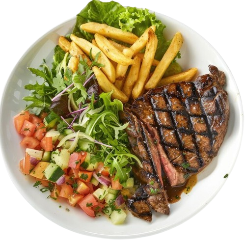 •	T-bone (legumes /arroz, batata frita e salada)